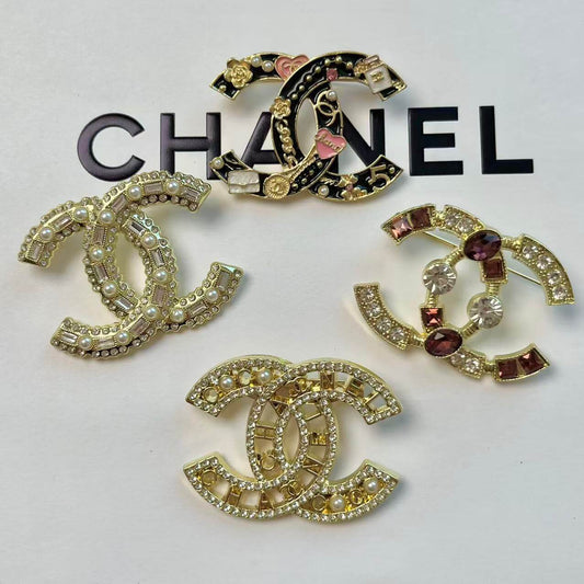 Cocoa Crush Golden Alloy Brooch Pin Set*4 pcs