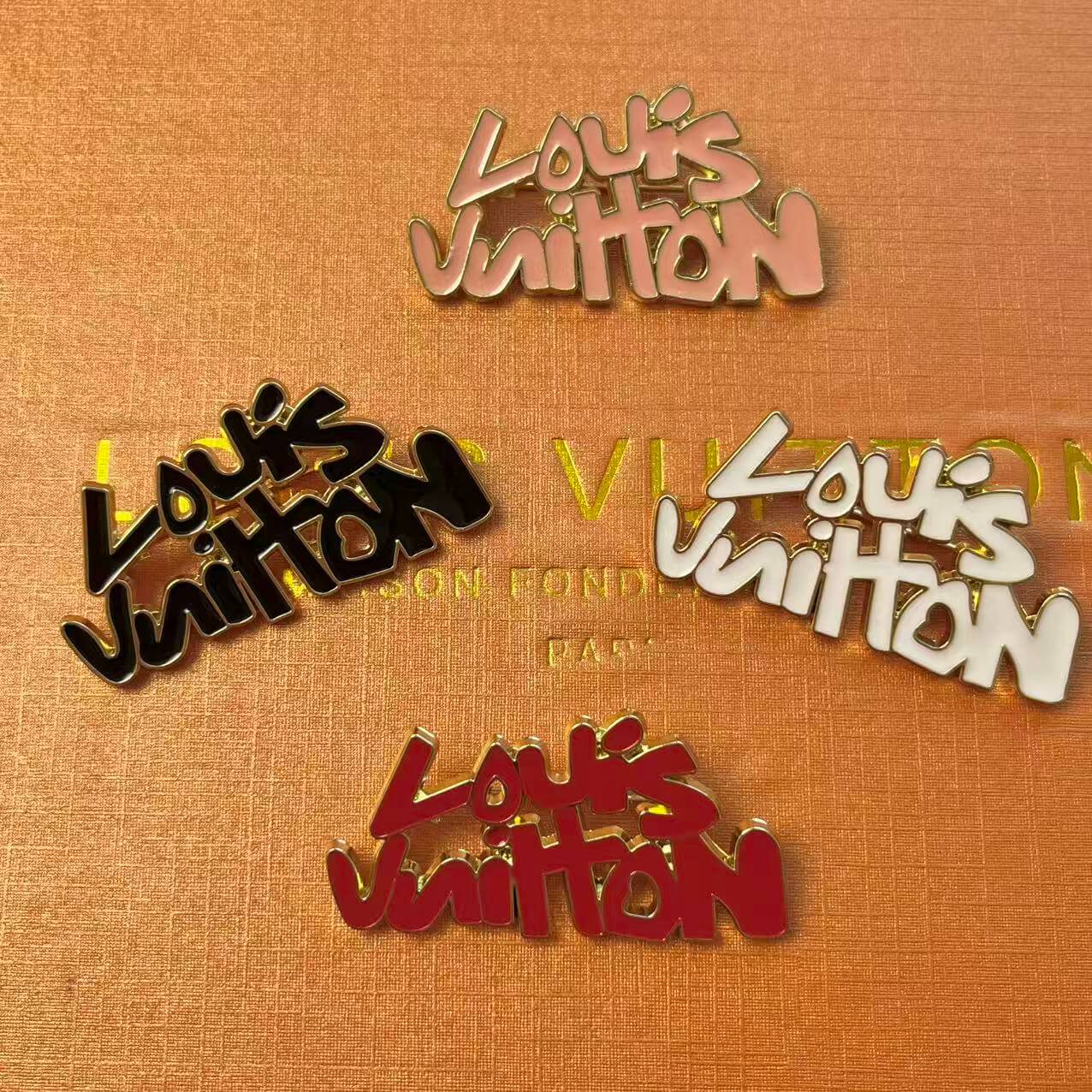 Luxe Voyage Golden Name Alloy Brooch Pin Set*4 pcs