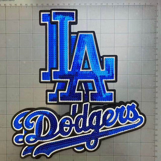 Big 28cm  iron-on sequin football team patches- LA Dodgers*2 pcs