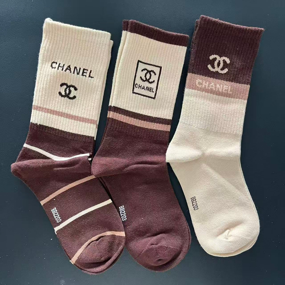 Brown C Crew Socks 5-Pack