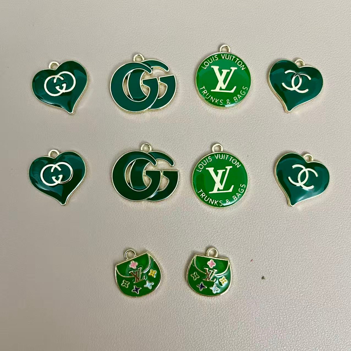 Golden Emerald Pendants Charm Collection for Jewelry Making