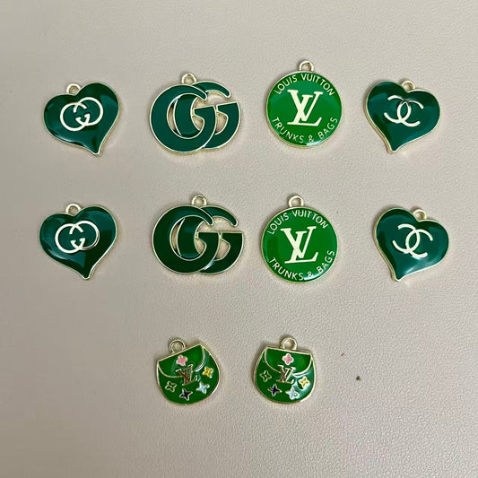 Golden Emerald Pendants Charm Collection for Jewelry Making