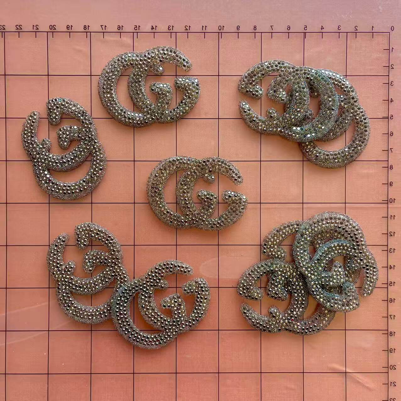 Iron-on Bling Patches-grey gg/Lulu/cc/di0r*10 pcs