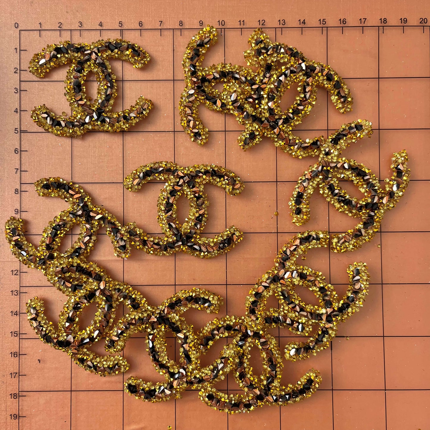 Iron-on Bling Patches- golden brown bling patches