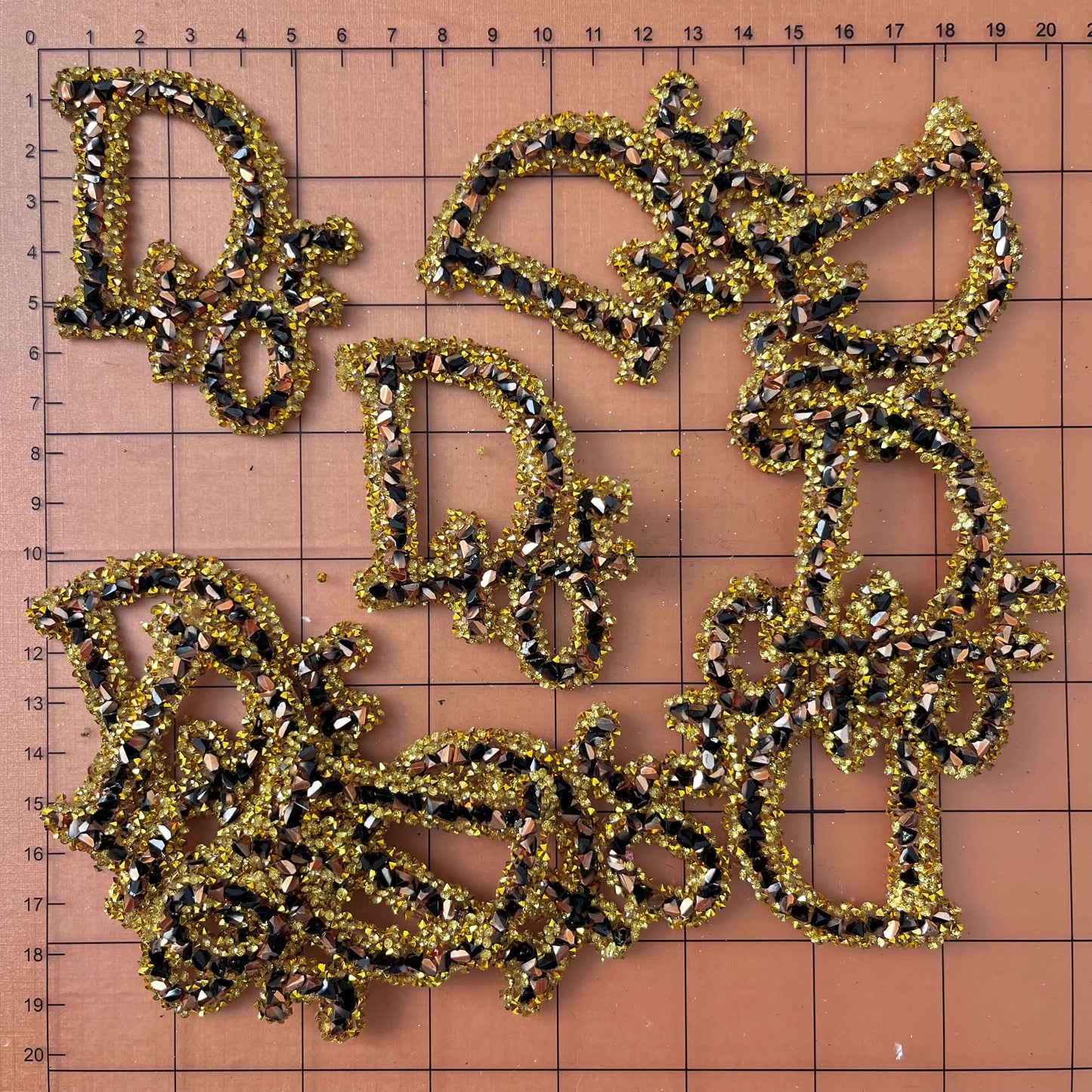 Iron-on Bling Patches- golden brown bling patches
