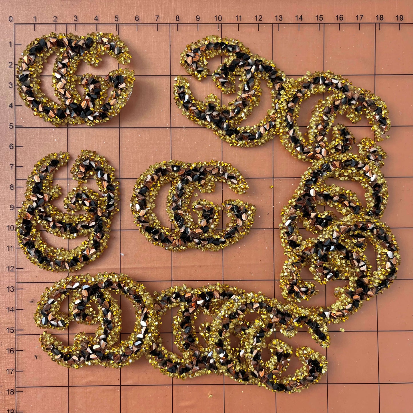 Iron-on Bling Patches- golden brown bling patches