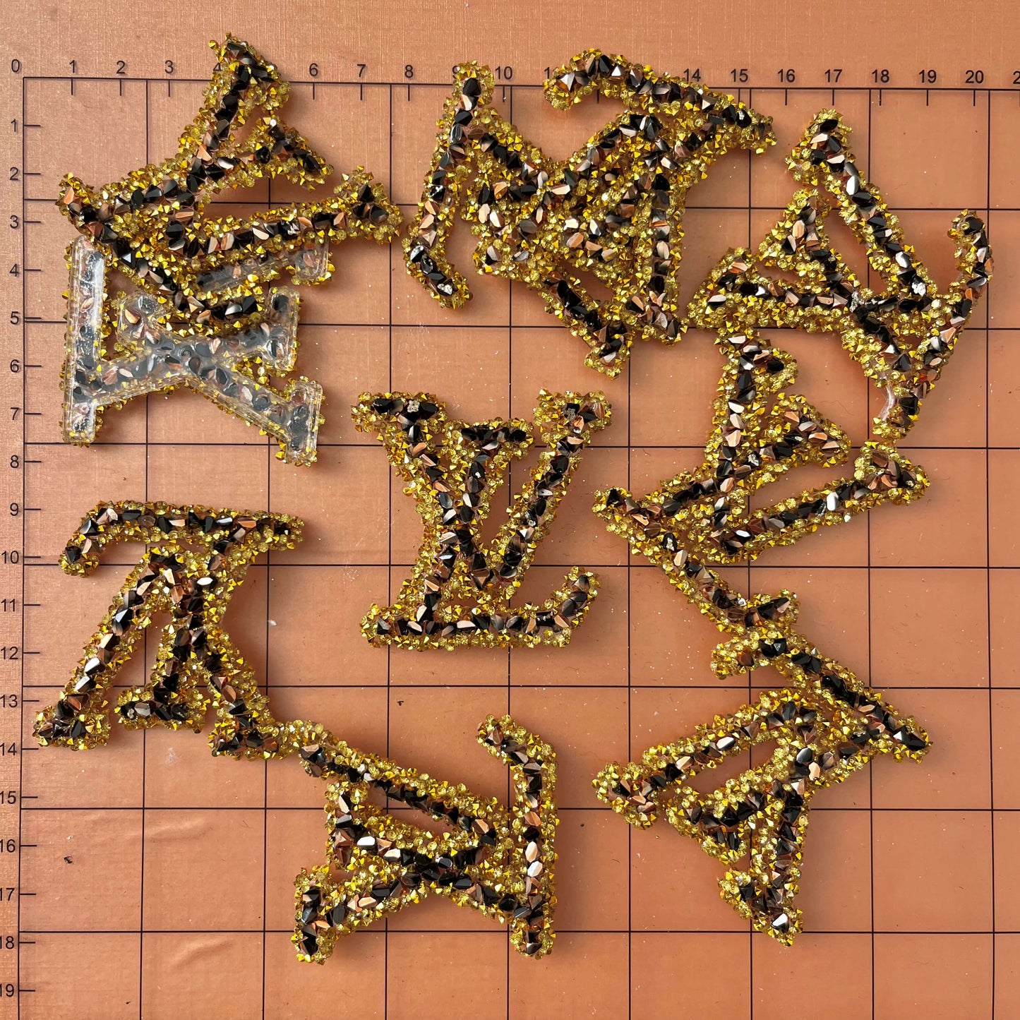 Iron-on Bling Patches- golden brown bling patches