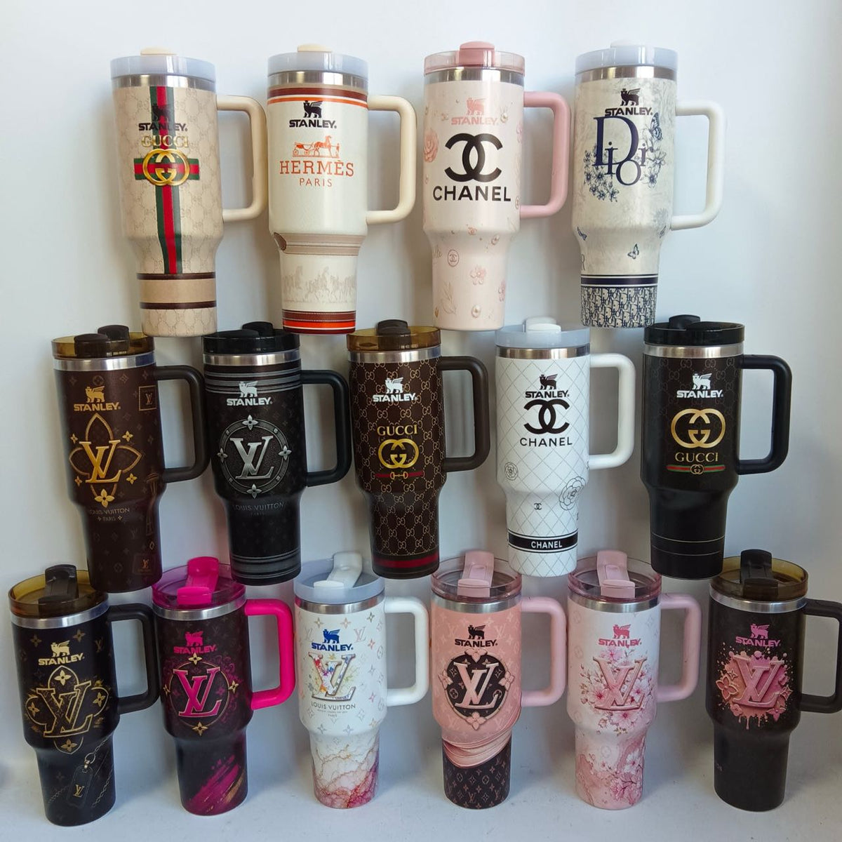 40Oz Insulated Bougie Tumbler with Handle & Straw Collection