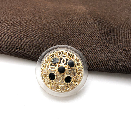 DIY Decorative Buttons – Sewing Black Gold Filigree – 9 Pcs – 18/20/23/25mm