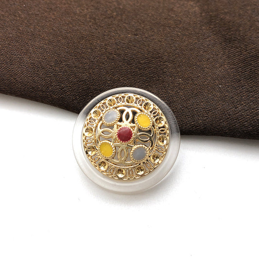 DIY Decorative Buttons – Sewing Multicolor Gold Filigree – 9 Pcs – 18/20/23/25mm