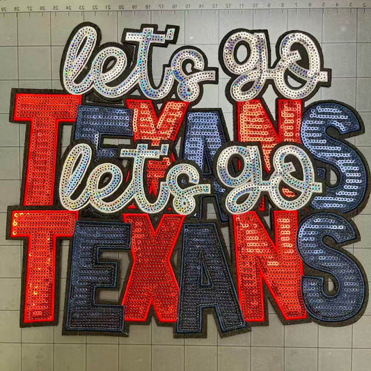 Big 28cm iron-on sequin football team patches- Texans*2 pcs