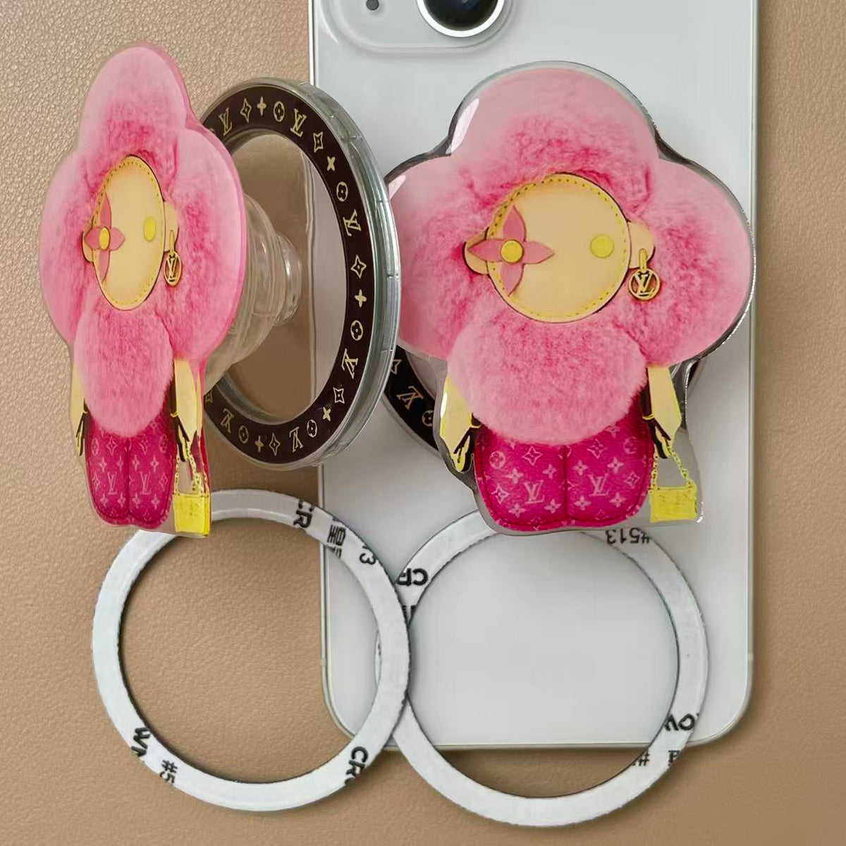 Magnet Phone Case Hand Grip - Pink Mascot