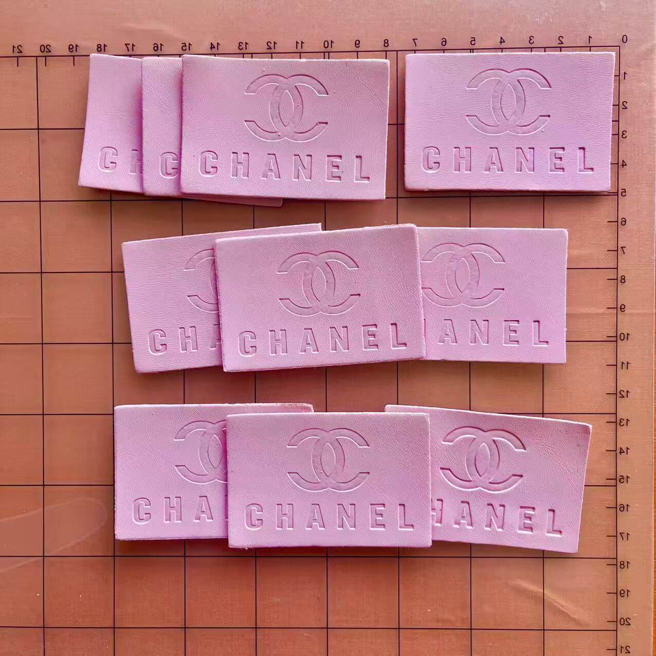 Sew-on Patches- light pink leather cc label*10 pcs