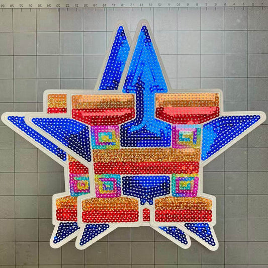Big 28cm iron-on sequin football team patches- H*2 pcs