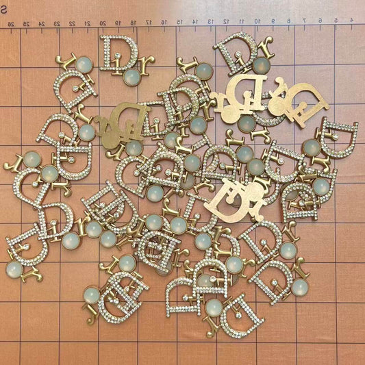 Metal charms- light golden d with rhinestone*20 pcs