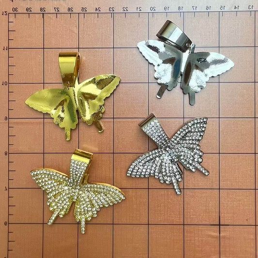 Bling Metal Pendant- butterfly*2 pcs(sliver & golden)