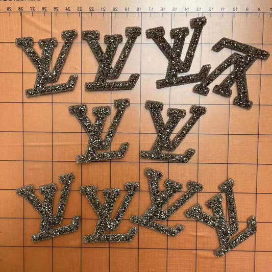 Iron-on Bling Patches-grey lulu*10 pcs