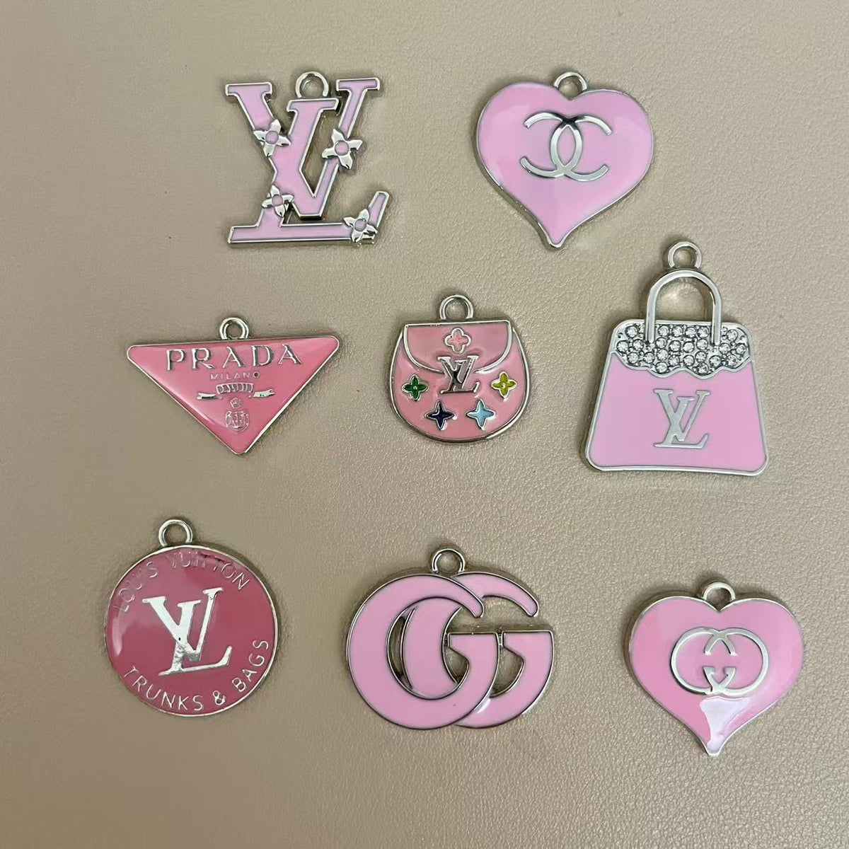 Silver Pink Pendants Charm Collection for Jewelry Making