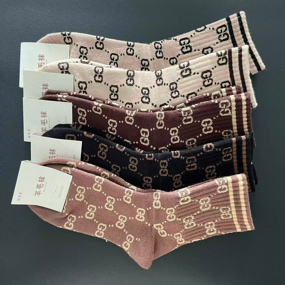 Premium Cashmere Crew Socks 5-Pack