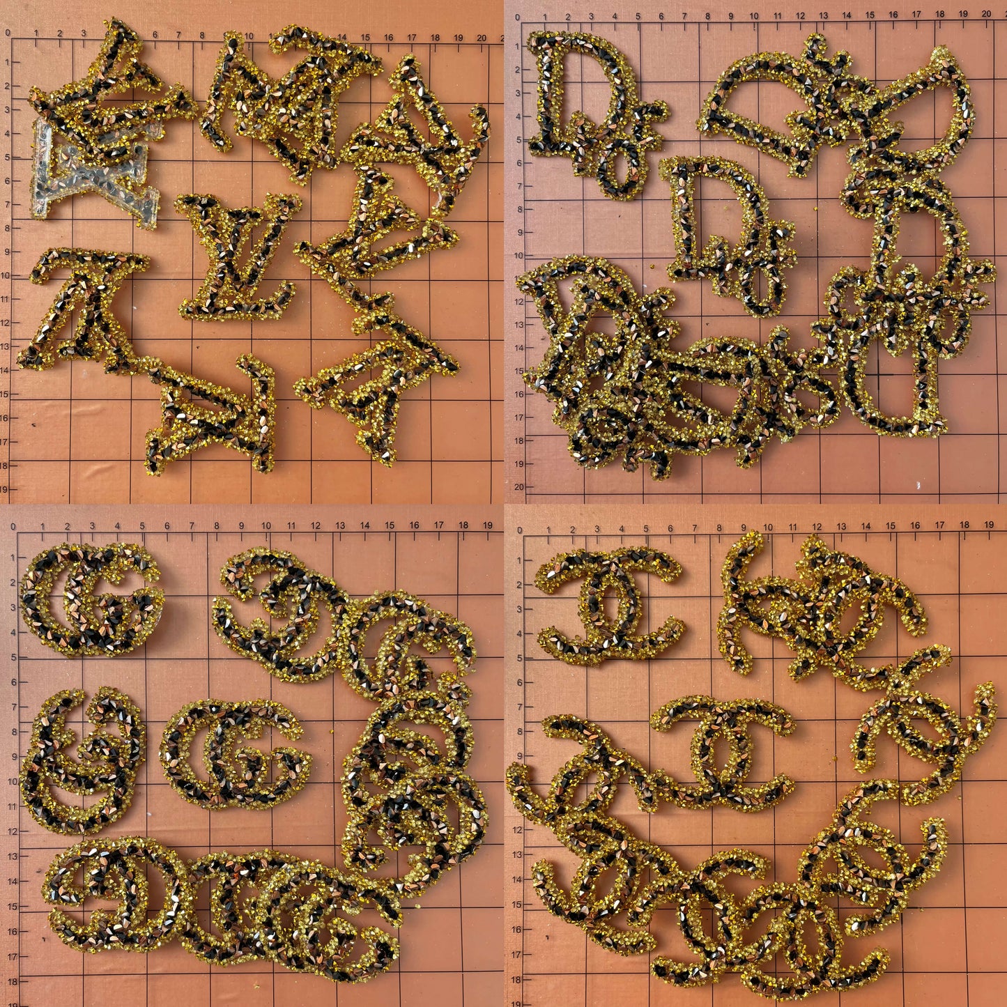 Iron-on Bling Patches- golden brown bling patches