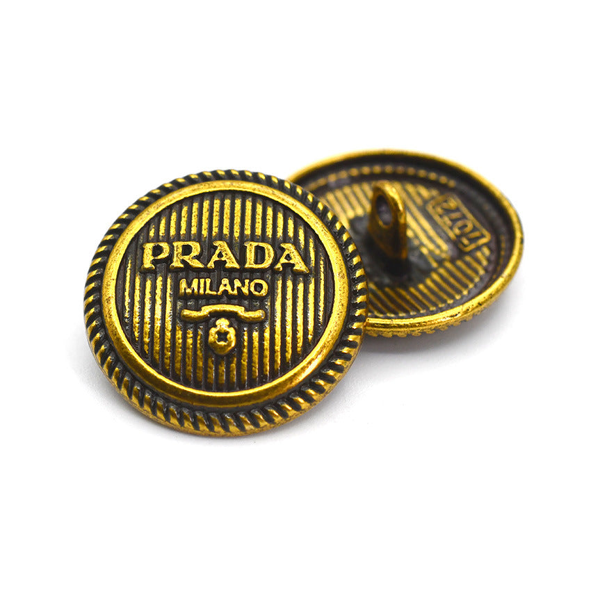 DIY Decorative Buttons – Embossed Letter Alloy Shank Buttons – 9 Pcs – 17/22mm