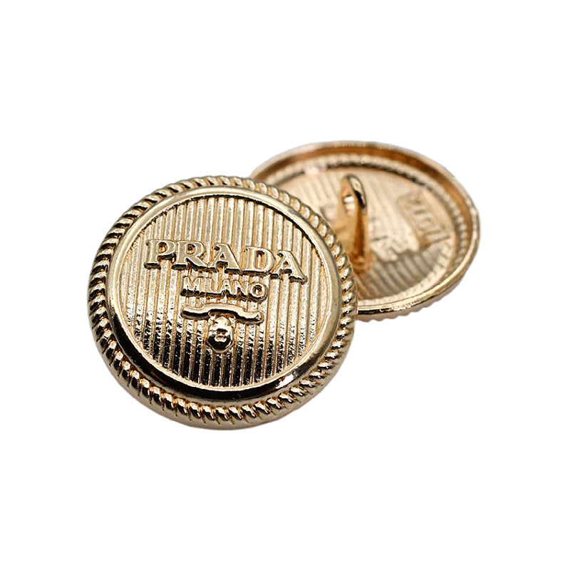 DIY Decorative Buttons – Embossed Letter Alloy Shank Buttons – 9 Pcs – 17/22mm