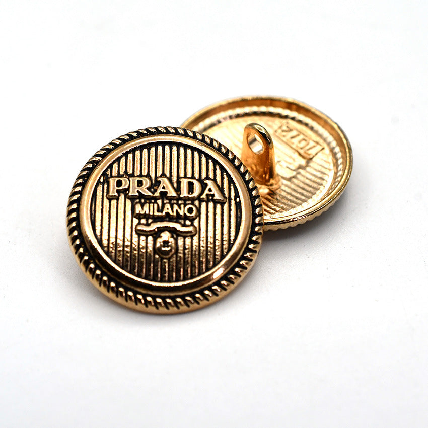 DIY Decorative Buttons – Embossed Letter Alloy Shank Buttons – 9 Pcs – 17/22mm
