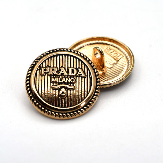 DIY Decorative Buttons – Embossed Letter Alloy Shank Buttons – 9 Pcs – 17/22mm