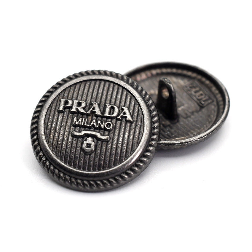 DIY Decorative Buttons – Embossed Letter Alloy Shank Buttons – 9 Pcs – 17/20/22mm